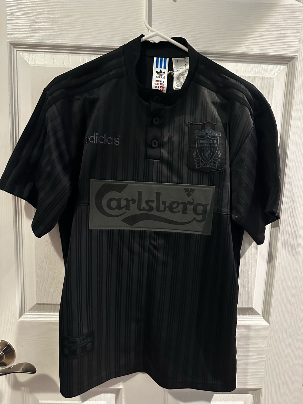 Adidas Liverpool FC 1995 Jersey Men’s S Black Carbon Carlsberg NWT KA8108